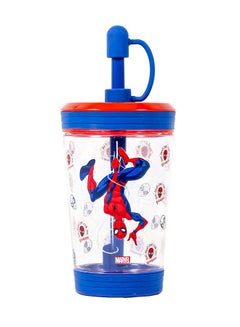 Buy Beyond Amazing Spider-Man 480ml Tritan Sipper Tumbler Water Bottle with Straw And Leash Lid - Blue in UAE