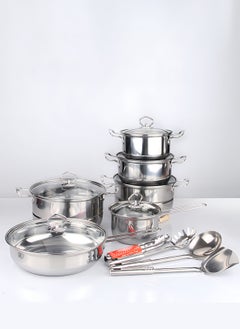 Buy 10-Piece Stainless Steel Cookware and Pot Set, Milk Pot/Soup Pot/Steamer Set in Saudi Arabia