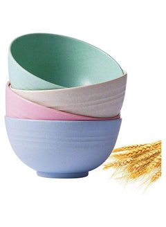 Buy Fiber Lightweight Unbreakable Wheat Straw Bowls for Soup, Cereal, Dessert, Salad, Noodle, Snacks, Ice Cream and Fruits (24oz)- 4 Pieces in UAE