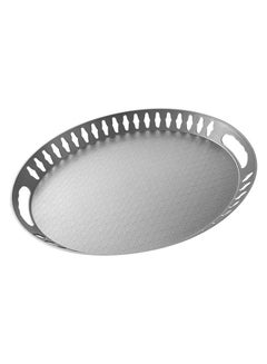 Buy Painted Oval Pp Serving Tray Silver 35x45cm in UAE