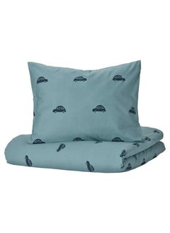 Buy Duvet Cover And Pillowcase, Car Pattern/Blue, 150X200/50X80 Cm in Saudi Arabia