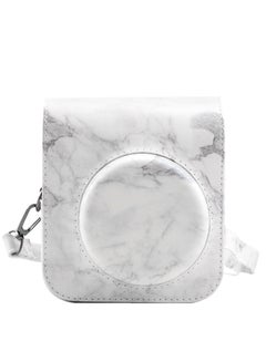 Buy PU Leather Camera Case Compatible with Instax Mini 12 Instant Camera with Adjustable Strap and Pocket Marbling Storage Bag in UAE