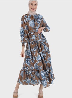 Buy Floral Printed Balloon Sleeve Dress in UAE