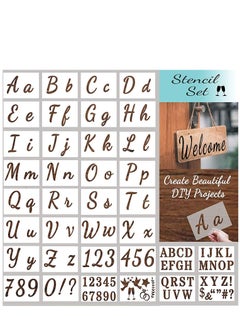 اشتري Letter Stencils for Painting on Wood - Alphabet Stencils for Painting & Drawing - Reusable Cursive Letter and Number Stencils for Signs & More - Plastic Paint Stencils for Art and DIY Crafts في الامارات