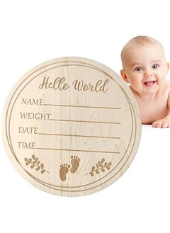 اشتري Wooden Baby Announcement Sign, Newborn Baby Announcement Sign, 5.9 Inch Hello World Newborn Welcome Sign for Baby Shower, Photo Prop, Hospital, Nursery, New Parents (B) في السعودية