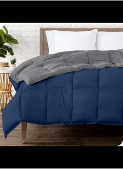 Buy Cotton - Reversible Heavy Comforter -3.6Kgs - Down Alternative Filling - (For Matress 160cm/180cm) - Size (230cm x 240cm) - Dark Blue x Grey in Egypt