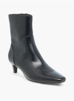 Buy Women's Solid Ankle Boots with Zip Closure and Kitten Heels in Saudi Arabia