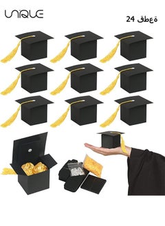 Buy 24 Pcs Graduation Hat Candy Box Graduation Gift Box with Fringe for Graduation Party Supplies Decorative Candy Chocolate Souvenirs in Saudi Arabia