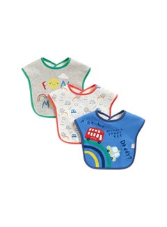 Buy Pack Of 3 Baby Bib Front 100%, And Knitted Back 65% Cotton in UAE