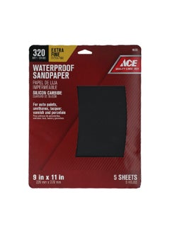 Buy 5-Piece 320 Grit Silicon Carbide Waterproof Sandpaper Black 9 x 11 Inch 19808 in Saudi Arabia