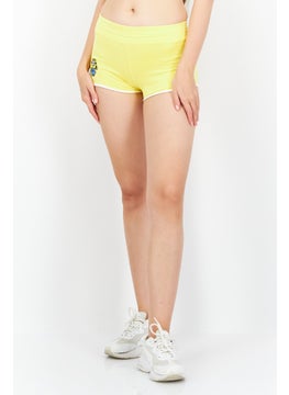 Buy Women Graphic Print Basic Shorts, Yellow in Saudi Arabia