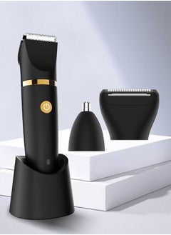 Buy Electric Groin Hair Trimmer - Ball Trimmer for Men - Nose Hair Trimmer, Replaceable Ceramic Blade Heads, USB Recharge Dock & Nosetrimmer Head, Waterproof Male Hygiene Razor in Saudi Arabia