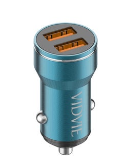 Buy Vidvie Car Charger with micro Cable, 1 Meter, 5V, 2.4A, 2 USB Ports,Blue-CC528 in Egypt