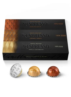 Buy Nespresso Capsules Vertuo Line Barista Creations Flavored Pack Hazelino Muffin 10 Caramel Cookie 10 Vanilla Custard Pie 10 Mild Roast Coffee 30 Count Coffee Pods in UAE