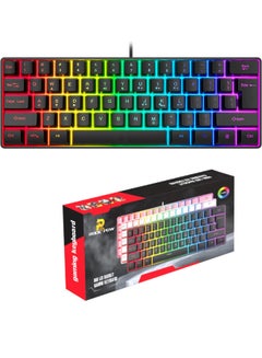 Buy Rock Pow 60% Wired Gaming Keyboard, RGB Backlit Ultra-Compact Mini Keyboard, Waterproof Small Compact 61 Keys Keyboard for PC/Mac Gamer, Typist, Travel, Easy to Carry on Business Trip Black in UAE