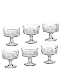 Buy A set of 6-piece clear glass ice cream serving bowls Capacity 235 mm in Saudi Arabia