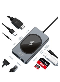 اشتري INET USB Hub Type-C 9 in 1 High Speed Docking Station Wireless Charge في الامارات