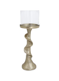 اشتري Twirl Candle Holder, Gold & Clear - 12x40 cm في الامارات