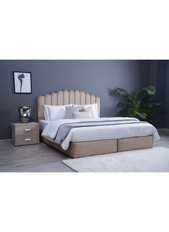 اشتري Anna King Bed Velvet Beige 180x200 cm في الامارات