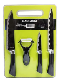 Buy Knife Set Kitchen Tools Knife Set With Chopping Board Set Of 5Pcs Green in UAE