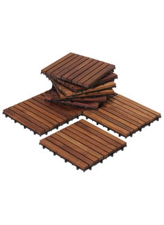 Buy Pack of 20 Wooden Floor Tiles for Indoor Outdoor Garden Pathway Decorative Garden Tiles Wood Decking Office Home Diy Garden Hardwood Flooring Deck Patio Outdoor Interlocking Balcony in UAE