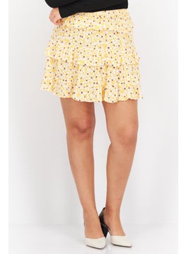 اشتري Women Floral Print Mini Skirt, Yellow Combo في السعودية