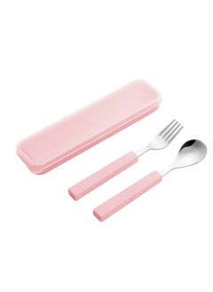 اشتري 2-Piece Children Utensils Set 18/10 Stainless Steel Child Flatware Set Silverware Knife Spoon Fork Set with Travel Case for Kids Lunch Box في السعودية