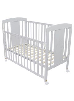 اشتري Deluxe Large Wood Crib with Opening Side & Adjustable Mattress Height - White في الامارات