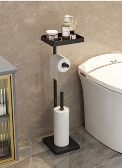 اشتري European Light Luxury Style Bathroom Furniture Floor Standing Double-pole Paper Towel Organizer Rack with Storage Plane في السعودية