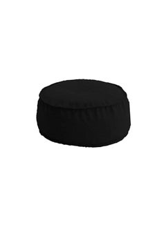 Buy Round Ottomans Floor Linen Cushion Black in Saudi Arabia