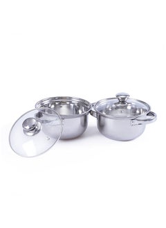 Buy Essential 4-Piece Cooking Pot   - Chrome in UAE