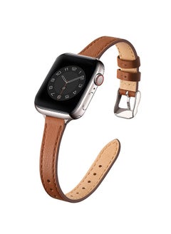 Buy Slim Leather Bands Compatible with Apple Watch Band 38mm 40mm 41mm,  Top Grain Leather Watch Thin Wristband for iWatch Ultra SE Series 9/ 8/ 7/ 6/ 5/ 4/ 3/ 2/ 1 in UAE