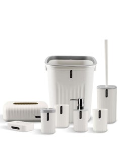 Buy 8-Piece Bathroom Accessories Set-White in Saudi Arabia