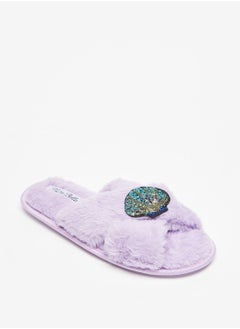 Buy Sequin Embellished Cross Strap Bedroom Slides in UAE