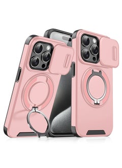 Buy GOLDEN MASK For iPhone 15 Pro Sliding Camshield Ring Holder Phone Case (Pink) in Egypt