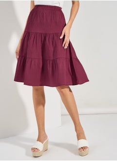 اشتري Textured Tiered Knee Length Skirt في السعودية