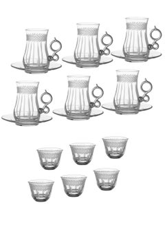 Buy Tea and coffee set 18 pieces Turkish consisting of 6 tea cups + 6 tea saucers + 6 Saudi coffee cups in Saudi Arabia
