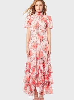 Buy Floral Print Ruffle Dress in Saudi Arabia