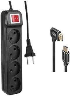 اشتري TV Essential Bundle (Zero z20 power strip joint 4 sockets with power button - black, 1.5m + Promate ProLink4K1-150 4K HDMI Cable, 1.5 m - Black) في مصر