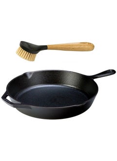 Buy Seasoned Cast Iron Skillet With Scrub Brush 12 Inch Cast Iron Frying Pan With 10 Inch Bristle Brush in UAE