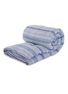 اشتري Toledo Stripe Microfiber Comforter 135x220cm - Blue في الامارات