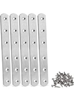 Buy Flat Straight Brace Brackets with Screws, 5 Pieces Stainless Steel Mending Repair Plate for Shelf Supports Fixing Wood Furniture Chair Table Cabinet Bed (295X24mm) in UAE