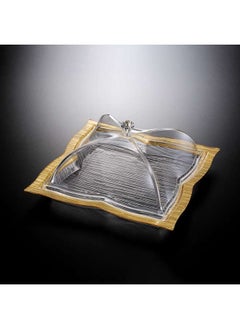 اشتري Acrylic Square Dessert Serving Set Golden 40 cm في الامارات