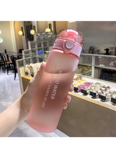 اشتري 780ml Large Capacity Water Bottle, Portable Plastic Water Bottle, Sports Water Bottle, With Pop-Up Lid and Time Mark Reminder Cream Cup, For Outdoor Sports and Fitness - Matte Pink في السعودية