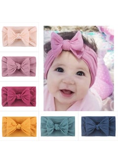 Buy 6 Pcs Baby Turban Headband Set Baby Turban Headband Set Bow knot Hairband Soft Cute Headwear Elastic for Newborn Kids Gift in Saudi Arabia