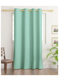 اشتري Solid Dyed Blackout Curtains With Groomets - Polyester-Single Window Curtain- Sound, Sunlight And Heat Insulation- 240X140Cm - Turquoise في الامارات