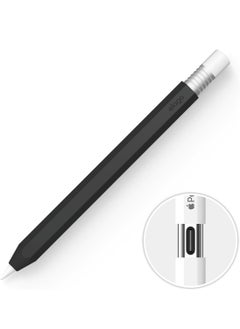 Buy Classic Pencil Case compatible with Apple Pencil USB-C Cover Sleeve, Classic Design Compatible with Magnetic Charging - Black Silver in UAE