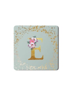 اشتري Designer Leather Coasters Mat for Beverage Drinks- Custom Monogram Initial Letter Floral Pattern Alphabet - E (Light Grey) في الامارات