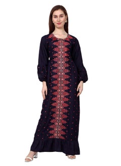 Buy LONG VISCOSE UNIQUE EMBROIDERY LONG SLEEVES ARABIC KAFTAN JALABIYA DRESS in Saudi Arabia