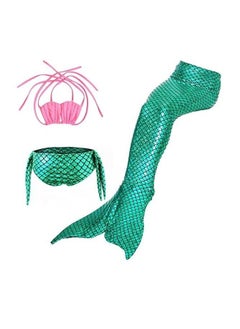 Buy Mermaid Tail Swimsuit Set 3 Pcs for Toddler Big Girls Birthday Gift, Without Fin(2-12 Years) in UAE